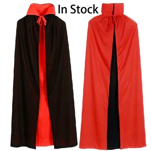 Double-sided black and red Halloween vampire cloak with stand collar for adults and kids