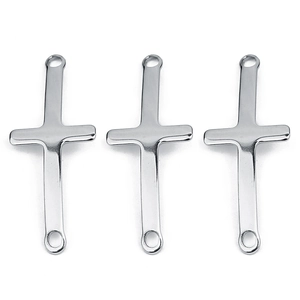 Stainless Steel Curved Cross Pendant Connector With Holes For DIY Bracelet Necklace Jewelry Making Findings Polished