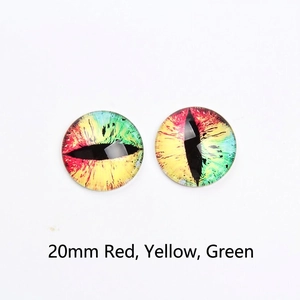 Detail view of 20mm high-transparency glass dragon eyes for DIY jewelry making
