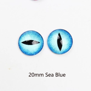 20mm sea blue glass eye cabochons with dragon cat vertical pupils for DIY jewelry