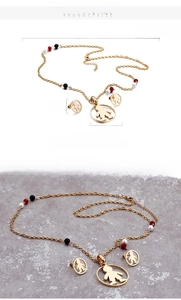 Detailed size specifications of titanium steel necklace and earrings with 18K gold plating