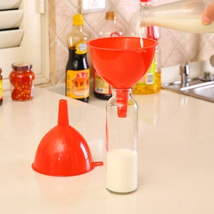 Kitchen plastic large liquid funnel with long handle for oil and sauce transfer