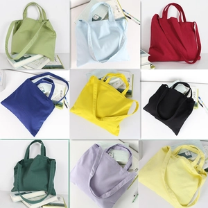 Minimalist canvas tote bag set in nine colors including green, blue, red and yellow