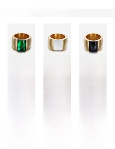 Color options of wide gold-plated titanium steel rings with rectangular stones