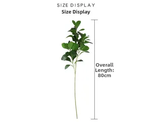 Detailed view of 80cm artificial greenery branch with green leaves for home decor