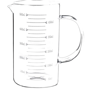 500ml heat-resistant borosilicate glass measuring cup with handle and clear scale markings