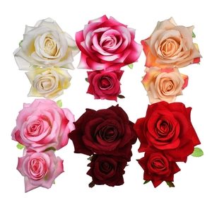 Handmade Double Velvet Rose Flower Hair Clip For Women Bohemian Style Wedding Party Photography Alligator Clip Accessory