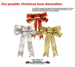 Set of 15cm Christmas bows in red, gold, and silver colors with sparkly glitter finish