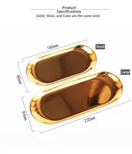 Size chart for golden oval stainless steel trays showing small and large dimensions