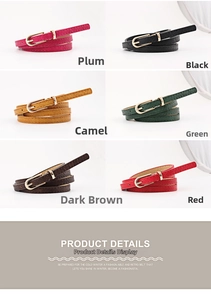 Cinture sottili in pelle PU da donna con fibbie a ferro di cavallo dorate in sei colori