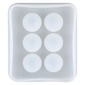 Top view of a 6-cavity round silicone mold for DIY soap, candles, and resin crafting