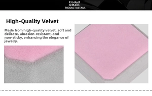 Detail of premium velvet jewelry lining showing soft pink and grey wear-resistant fabric