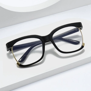 Fashion Square Eyeglasses Frame Anti Blue Light Plastic Metal Oversized Optical Glasses For Women Men Retro Trendy