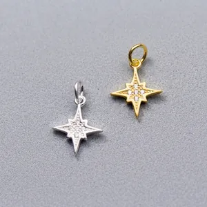 Accessoire De Pendentif Étoile En Argent Sterling 925 Avec Zirconia Charm Étoile Du Nord Pour Fabrication De Bijoux DIY
