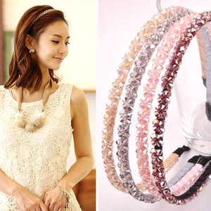 Crystal Beaded Headband Rhinestone Hair Hoop Sparkling Korean Style Elegant Hair Accessories For Women Party Wedding