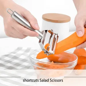 Dual-head stainless steel vegetable peeler for commercial multi-purpose kitchen use