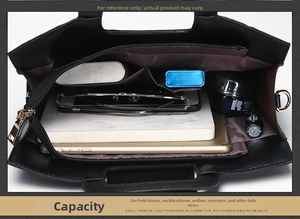 Interior view showing large capacity for tablet, A4 notebook and cosmetic items