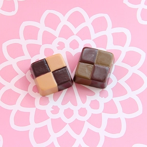 Large chocolate resin pendants with checkered pattern for DIY keychains and crafts