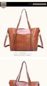 Vue détaillée du cabas marron en cuir texturé avec bandoulière amovible et réglable