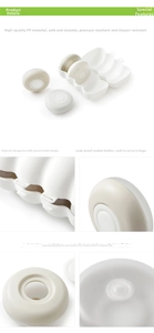 Detail view of leak-proof portable travel bottles set with storage case and large openings