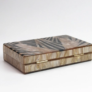 Women's marble pattern acrylic box clutch with geometric color block splicing design