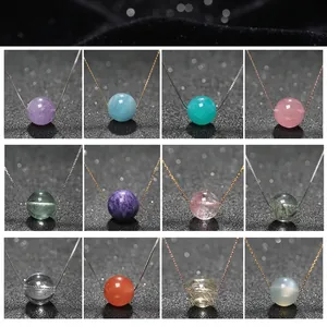 Zodiac set of 12 natural crystal 8mm bead necklaces with stainless steel chains