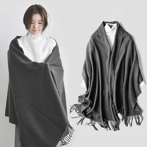 Solid Color Winter Scarf Shawl Women Thick Warm Viscose Long Wrap With Tassels Elegant Korean Style Fashion Neck Warmer