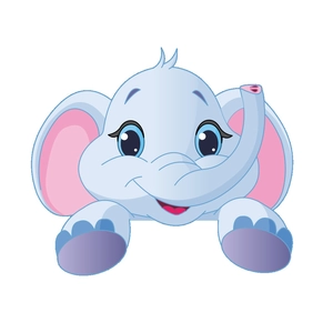 Simpatico adesivo murale elefante blu per interruttori della luce e pareti casa