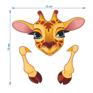 Dettaglio adesivo murale giraffa di 13x13 cm per la decorazione di interruttori a casa