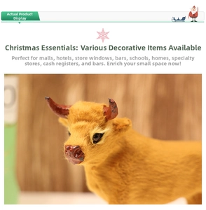 Macro shot of realistic plush reindeer ornament with detailed brown fur and festive antlers