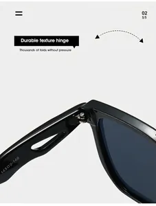 Detailaufnahme des langlebigen Texturscharniers einer schwarzen Sonnenbrille