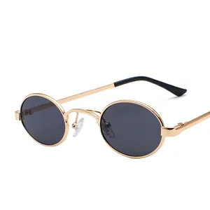 Retro Oval Sunglasses Small Metal Frame Vintage Steampunk UV400 Protection Street Fashion Eyewear For Men Women