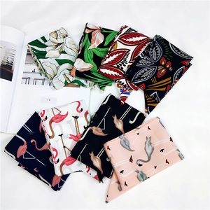Sciarpa Lunga A Nastro Moda Raso Di Raso Stampa Floreale Fenicottero Fascia Versatile Decorazione Borsa Accessorio Da Collo