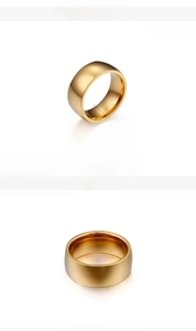 Dettaglio anello in acciaio al titanio dorato 8mm con placcatura 18K e peso 7g
