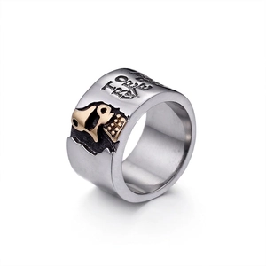 Skull Punk Ring Stainless Steel Gothic Vintage Wide Band Industrial Style Carved Motto Jewelry For Men