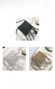 Sélection de couleurs pour sacs bandoulière faits main tissés avec franges et pompons
