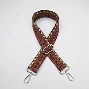 Adjustable woven replacement strap for bags featuring a colorful geometric pattern