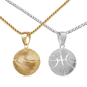 Collane con ciondolo basket 3D in oro e argento per uomo con dettagli testurizzati