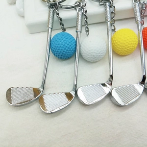 Creative golf club keychain sets with colorful balls for bags and accessory gifts