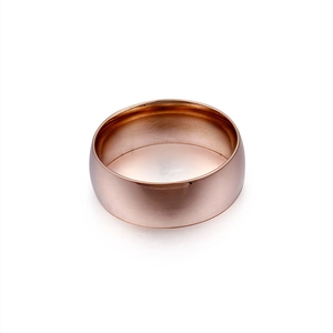 Classic 8mm rose gold titanium steel wide band ring with a smooth polished finish