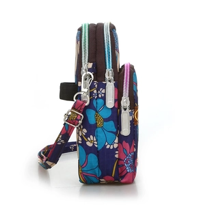 Floral print sports arm bag with triple zippers for running and outdoor fitness