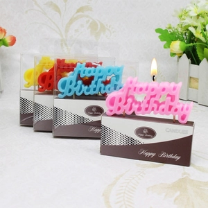 Happy Birthday Letter Candles Joined Script Paraffin Wax Cake Toppers For Party Celebration Decoration Multi Colors