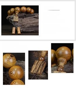 Gros plan de perles de prière en bois de wengé avec grain naturel et pendentif carré
