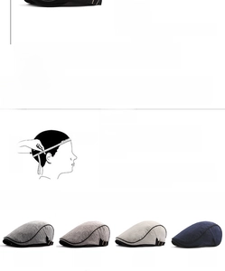 Size guide for cotton beret hat showing head circumference measurement and material specs