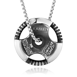Barbell Weight Plate Pendant Necklace Stainless Steel Fitness Gym Inspirational Bible Verse Jewelry For Men Women