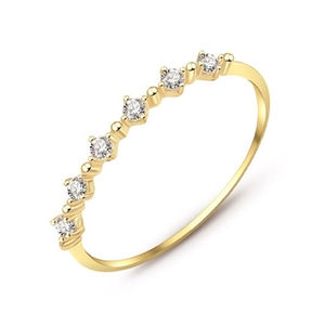 Minimalist s925 sterling silver 14K gold plated ring with six sparkling zircons