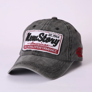 Vintage washed grey baseball cap with American 1964 embroidery and red number 46 detail