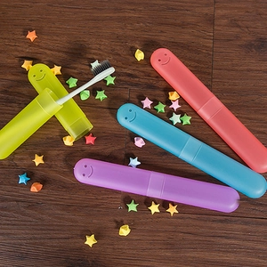 Portable plastic toothbrush cases in multi-colors with smiley face design for travel