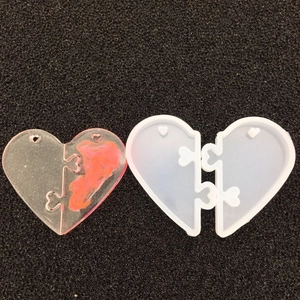 Moule en silicone pour pendentifs puzzle cœur DIY, idéal pour porte-clés de couple