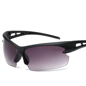 Matte black semi-rimless outdoor sports cycling sunglasses with purple gradient lenses